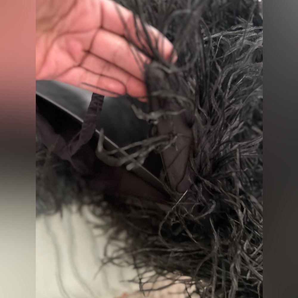 NWT! “Gianni Bini” Ostrich Feathered Black Mini Dress - Picture 6 of 9